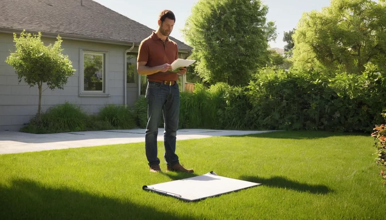 A homeowner reviewing a patio plan with a local provider in the Eagle Harbor area
